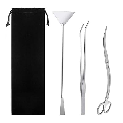 水槽 掃除 3本セット 水草 トリミング セット S字ハサミ ピンセット ウェーブ サンドフラッター ステンレス製 水族館 アクアリウム 水槽のお手入れ 水草植栽 便利 収納袋付き