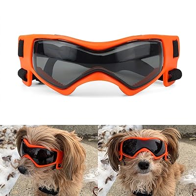 小型犬用ゴーグル、犬用サングラス、小型犬用uvカットサングラス、調節可能なバンド付き、Mサイズ、オレンジ