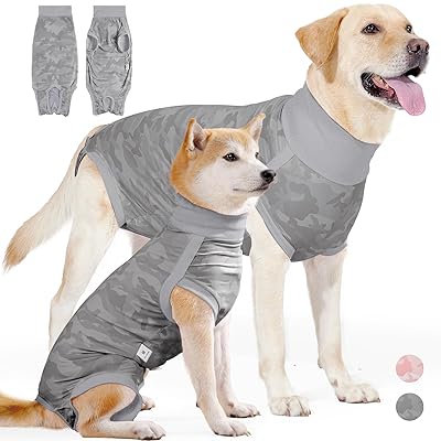 犬 術後服 犬用術後ウェア ノースリーブ 犬介護服 舐め防止生地 傷舐め防止 皮膚保護 離乳 去勢 避妊 手術後服 内部メザニン 尿パッドを収納可能 カット可能なU字型開口部 小型犬 中型犬 大型犬 男の子 女の子 雄雌兼用 (グレー M)