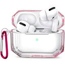 【改良モデル】AirPods Pro 用 ケース 透明 全面保護カバー 落下防止 耐衝撃 前面のLEDライトが隠れない ワイヤレス充電対応 AirPods AirPods第3世代用のケース (Pink)