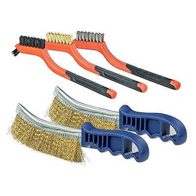 ワイヤーブラシ 真鍮 ステンレスブラシ 金属ブラシ 先曲り 穴付き 錆落とし 汚れ落とし 塗装剥がし 清掃 セット 5本