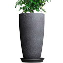 植木鉢 大型 おしゃれ プラスチック 軽量 受け皿付き 屋内 屋外用 高さ53.5 排水穴付き 植木鉢 花 栽培 プレゼント ギフト 母の日 観葉植物 鉢 (石...