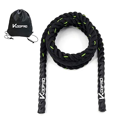 ジムロープ なわとび トレーニング用 アスリート格闘家仕様 縄跳び 大人 重り縄 2.8m 3m 筋トレ ダイエット エクササイズ ヘビーロープ 室内 屋外 人気 男女兼用 収納ポーチ付き スポーツ用品 (ブラック*グリーン, 25mm-3M)