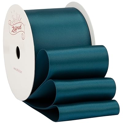 サテンリボン幅50mm x 9m巻 - 手芸、ラッピング、 花束、ウェディングに最適 (ティール)