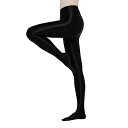 オイルは光沢があります。スリップフィットネスパンツ女性の弾力性のあるナイロンの光沢が光るカラーのエアロビクスパンツです (黒い, XL)