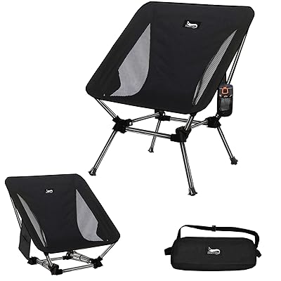 アウトドアチェア 2WAY キャンプ 椅子 ローチェア グランドチェア 軽量 【独自開発のカップホルダー】 耐荷重150kg コンパクト イス ロータイプ 収納袋付属 携帯便利 ST (くろ)