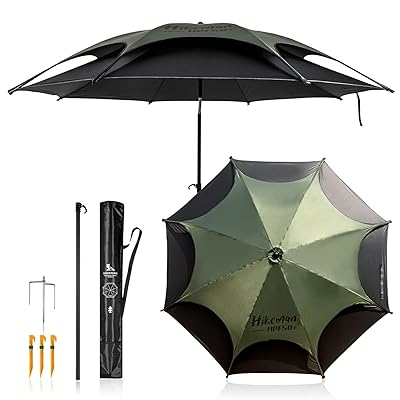 パラソル 釣り 風に強い 大型 釣り用パラソル ビーチパラソル 二層式 チルト機能付き UVカット 防水 軽量 持ち運び 収納袋付き 釣り傘 フィッシングパラソル アウトドア キャンプ(グリーン×ブラック 直径200cm)