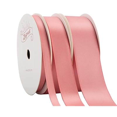 ダスティローズ ダブルフェイス サテンリボン 3巻セット - 合計27メートル (6mm幅、16mm幅、25mm幅 x 9M) - 手芸、ギフトラッピング、ウェディングに最適