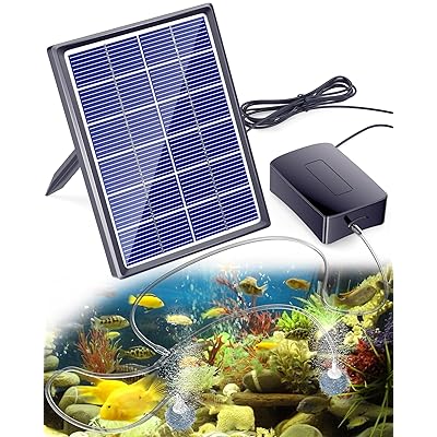 プラスチック エアーポンプ エアポンプ ソーラーポンプ エアーレーション 酸素パイプ 太陽光充電式 3.5W 発電パネル 静 音設計 軽量 コンパクトガーデン噴水/ビオトープ/庭池/生け簀/アクアリウム/魚タンク