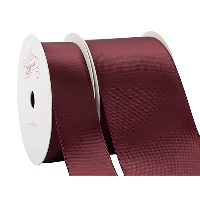 バーガンディ ダブルフェイス サテンリボン 2巻セット - 合計18メートル (25mm幅、50mm幅 x 9M) - 手芸、ギフトラッピング、ウェディングに最適 バーガンディ ダブルフェイス サテンリボン 2巻セット - 合計18メートル (25mm幅、50mm幅 x 9M) - 手芸、ギフトラッピング、ウェディングに最適