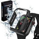 Apple Watch 用 防水ケース series6/SE/5/4 44mm アップルウォッチ保護カバー ガラスフィルム 一体型 防水 防塵 PC素材 タッチ感良好 アップルウォッチ 用 カバー 全面保護 高透過率 指紋防止 衝撃吸収 ブラック
