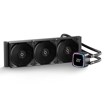 Iota L36 CPUクーラー 水冷、デジタルディスプレイ、360MM AIO 簡易水冷CPUクーラー、効率的な冷却ポンプ、ARGB照明コントロール、120MM PWMファン、最大2000 RPM、AMD & Intel LGA対応 (ブラック)