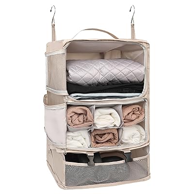 収納ボックス 吊り下げ インナーバッグ 衣類 つりさげ 収納 ラック 旅行 出張 持ち運べるクローゼット 省スペース 大容量 3段 衣装ケース オーガナイザー ベージュ XXL