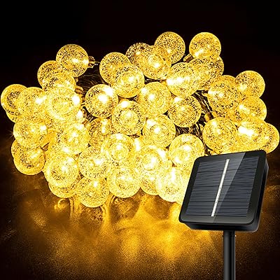 ソーラー LED ストリングライト 60電球11M イルミネーション 8種点灯モード 屋外 おしゃれ IP65防水 フェアリー 夜間自動点灯 クリスマス/室内/キャンプ/アウトドア/テント/結婚式/庭/パーティー/新年/ハロウィン 飾り 暖色