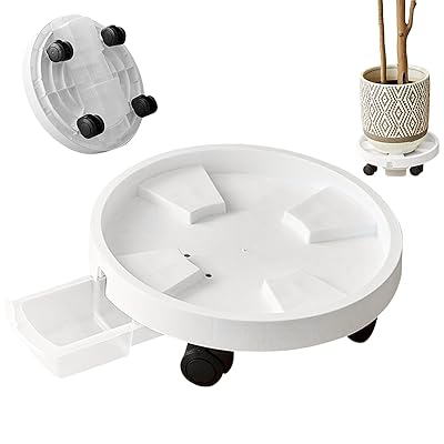 鉢置き台 キャスター付き 植木鉢台 内径35CM 貯水トレー付き プランター 観葉植物 フラワースタンド 可動式 植木鉢トレー フラワーラック 水受け皿付き 360°移動可能なキャスター付き オフィス バルコニー ガーデン用 (デザイン2-26CM)