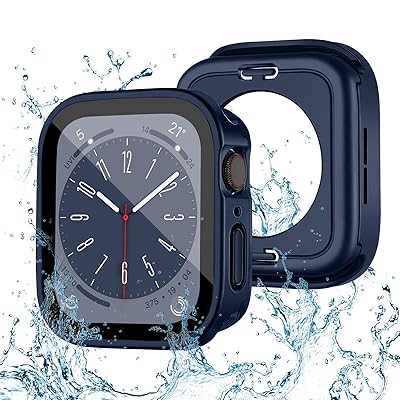 【2in1保護設計】 対応 アップルウォッチ カバー Series 10/9/8/7/SE/6/5/4 44mm PC素材 強化ガラス 対応 Apple Watch カバー防水 一体型 新デザイン 3D直角エッジ超薄型 高耐久 耐衝撃 高透過率 指紋