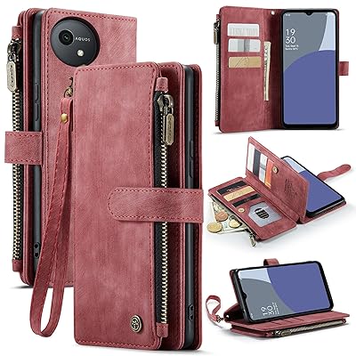 AQUOS wish4 SH-52E 対応 ケース 手帳型 カバー PUレザー 多財布デザイン スタンド機能付き 磁気バックル付き カード収納 コイン収納 アクオスウィッシュ4 ケース 手帳型 大容量財布型 収納ポケット 衝撃防止 擦り傷防止 スクリ