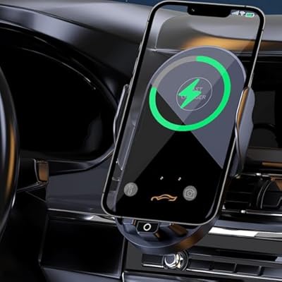 車載スマホホルダー ワイヤレス充電器 15W 【自動開閉 · 360度回転 · エアコン吹き出し口用】iPhone16/15 シリーズ & Android 多機種と多車種が対応