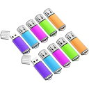 USBメモリ 4GB 10個セットUSB2.0 USBフラッシュメモリー フラッシュドライブ キャップ式 ストラップホール付き (五色:青、紫、緑、赤、オレンジ)(2)