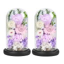 仏花 プリザーブドフラワー お供え 仏壇用 お悔やみの花 お仏前 初盆の花 お供え花 生花 菊花 カラスドーム 薔薇 ローズ ledライト付き アレンジメント ...