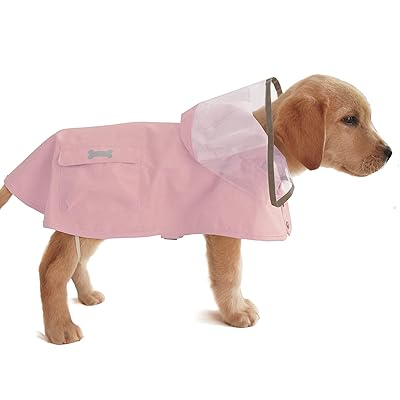 楽天KYOSEAstore犬用レインコート ポンチョ カッパ ドッグ雨具 着脱簡単 防水 撥水 防風 反射材 フード付き 丈夫 軽量 速乾 小型犬 中型犬 大型犬 梅雨対策 散歩 防雨 通気 可愛い （XL, ピンク）