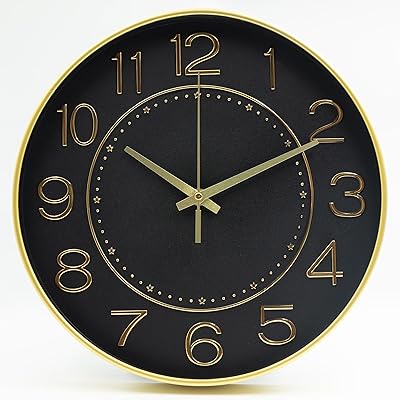 掛け時計 おしゃれ 壁掛け 時計 北欧 連続秒針 静音 30cm (ブラックゴールド) 掛け時計 おしゃれ 壁掛け 時計 北欧 連続秒針 静音 30cm (ブラックゴールド)