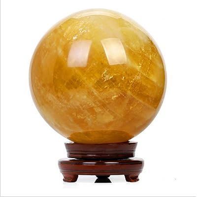 天然 黄水晶 シトリン 天然水晶 浄化 さざれ石 クリスタルボール 装飾品 イエロー 木製台付き (5cm)