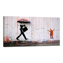 バンクシー 絵画 インテリア アートパネル 大型 banksy ポスター 多彩な雨 絵画 壁掛け 部屋飾り お風呂 玄関 木枠付きの完成品 (40x80cm)
