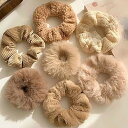 (7個セット) 髪飾り ヘアゴム シュシュ ヘアーバンド 大人っぽい のどのウサギの毛皮のシュシュ、女性または女の子のための弾性の髪のネクタイふわふわポニーテー...