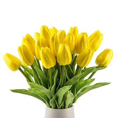 造花 枯れない花 チューリップ 造花 インテリア ギフト 大切な人へ感謝の気持ちを伝える 花束 インテリア造花 アートフラワー 20本 黄色 家、事務所、店、喫茶店、結婚式、パーティーなど様々の応用場所