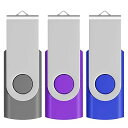 USBメモリ 16GB 3個セット フラッシュメモリー USB2.0 フラッシュドライブ 360° 回転式 防塵性能優れ ストラップ付き LEDライト付き (1...