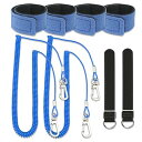 尻手ベルト ロッドベルト ロープ付き 釣り竿 スパイラルコード 290cm ワイヤー入り (BLUE)