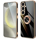 Galaxy S24 5G ケース リング付き 米軍MIL規格 TPU 耐衝撃 ギャラクシーS24 カバー リング SC-51E SCG25 ケース スタンド機能付き スリム ソフト 360回転 車載ホルダー 人気 おしゃれ 携帯カバー(ブラック)(2)