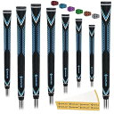 高性能ゴルフ用ラバーグリップ、高衝撃吸収、非滑り、8本のグリップ、標準サイズ、青(4)