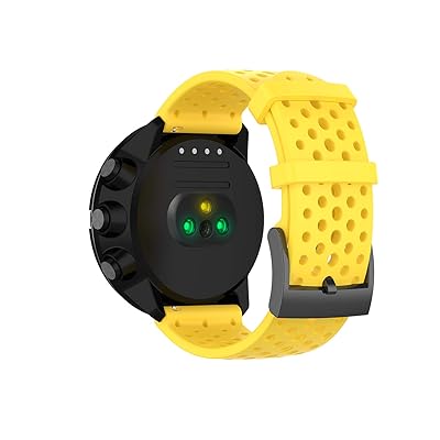 For Suunto 9 & Suunto 7 腕時計バンド 交換用 シリコンストラップ スポーツリストバンド メンズ レディース (Yellow, M(5.0-7.6inch))