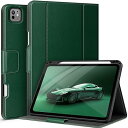 iPad Pro 11インチ ケース M4 (2024) 専用 ペン収納 Pencil Pro/USB-C完全対応 ポケット付き 多角度スタンド マグネット開閉 オートスリープ対応 (グリーン)(2)