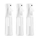 スプレーボトル 霧吹き ミストスプレーボトル アルコール対応 300ml 連続スプレー 漏れ防止 PET材質 園芸用/清掃用/美髪用 3本セット(透明)(3)