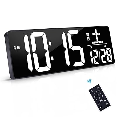 デジタル時計 壁掛け 大型 led 置き時計 clock 目覚まし時計 明るさ調整 ac電源 タイマー アラーム スヌーズ機能 年/月/日 温度/日期切替表示 12H/24H切替 大きい時計 リモコン操作 家/オフィス/公共の場 ‎‎42.1 x 1