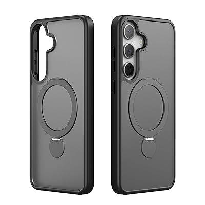 Galaxy S25 / SC-51F / SCG31 用 ケース 定点360°回転スタンド MagSafe対応 ギャラクシーs25 カバー ワイヤレス充電 携帯ケース リング ぎゃらくしーs25 ケース 半透明 マグセーフ 軽量 スマホケース （