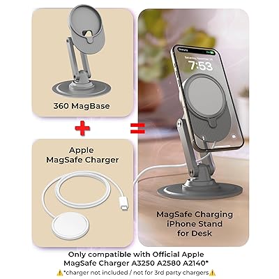 Cooper 360 MagBase Apple MagSafe充電器 (充電器別売 スタンドのみ) magsafe スマホスタンド マグセーフ iPhone 16 Pro Max, 15,14,13,12 AirPods, スタンバイモード 卓上
