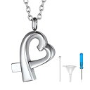 遺骨 ペンダント ネックレス 手元供養 遺灰/遺髪入れ カプセル メモリアル 防水対応 ステンレス レディース 50cm(ハート)