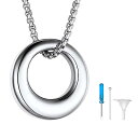 遺骨 ペンダント ネックレス 手元供養 遺灰/遺髪入れ メモリアル 防水対応 ステンレス レディース 50cm(サークル)