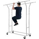 ハンガーラック パイプハンガーラック 耐荷重200KG 業務用 3ウェイ ダブル 大容量 収納ラック 物干し スタンド 洋服ハンガー 衣類収納 コート ロール付...