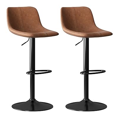 カウンターチェア 回転 昇降式 バーチェア PUレザー ハイチェア 背もたれ バースツール ダイニングチェア キッチン 回転椅子 ハイスツール 足置き 高さ調節...