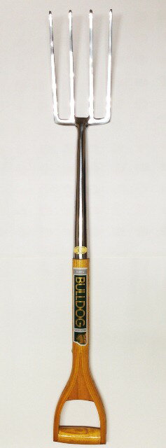【農園芸用具】【英国式ガーデニング】ステンレス　ガーデンフォーク　(中)全長94cm　幅約14cm　柄の部分はトネリコ材。シリーズのハイグレードアイテムです。