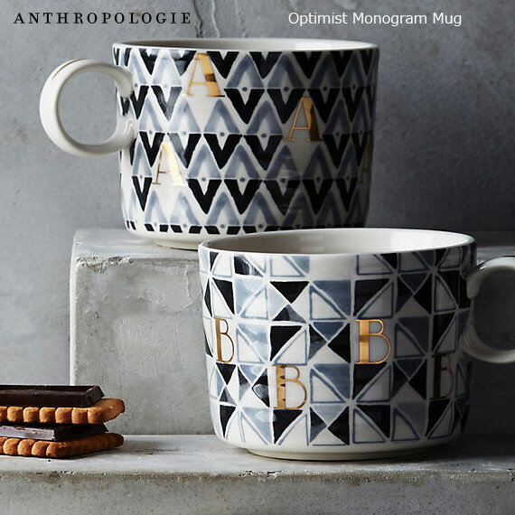 【再入荷予定なし】ANTHROPOLOGIE アンソロポロジー イニシャルマグカップ Optimist Monogram Mug