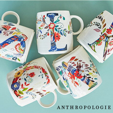 ANTHROPOLOGIE　アンソロポロジー イニシャルマグ マグカップ Petal Palette Monogram Mug アルファベット