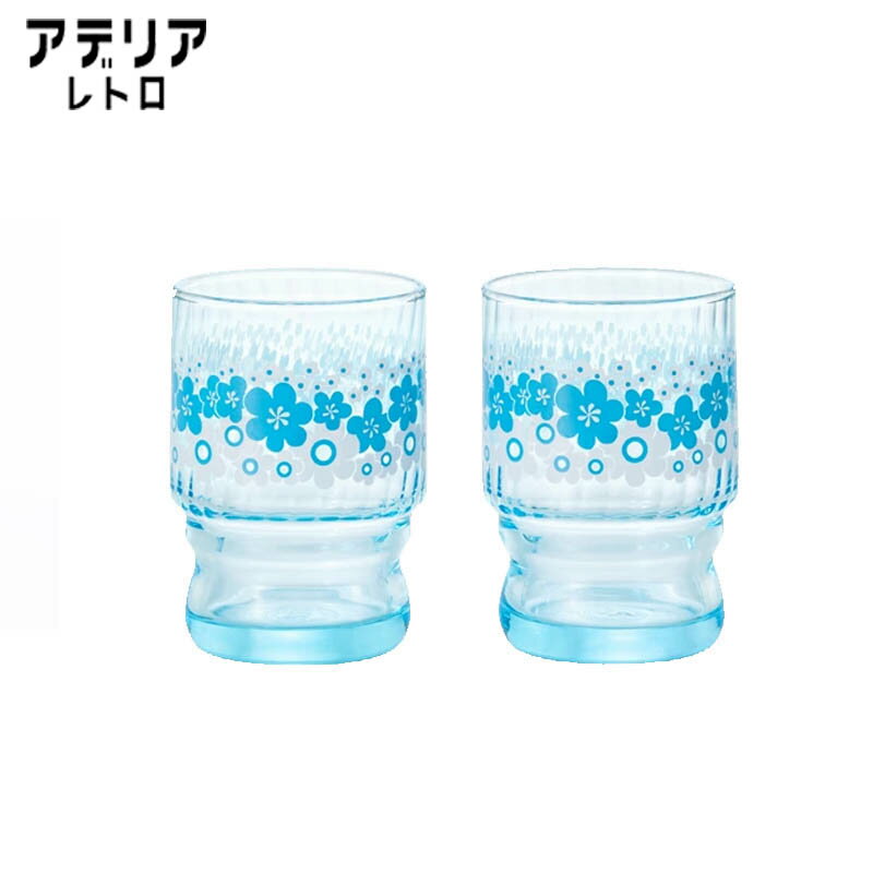 アデリア グラス 水飲みコップペア グラス2個セット 花の輪 昭和レトロ aderia コースター付き ギフト箱のサムネイル