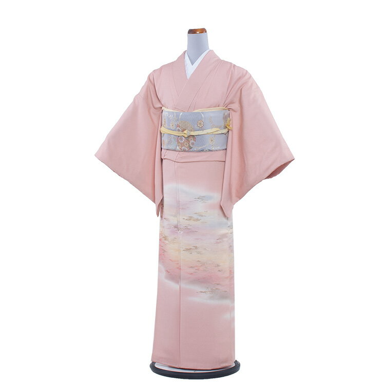 【レンタル】【正絹】訪問着レンタル 393　ピンク/結婚式・入学式・お宮参・パーティー 着物 卒業式 卒園式 七五三 753 お宮参り お茶会 式典 結納 訪問着レンタル 着物レンタル きものレンタル 訪問着フルセット ママ 母親 母 貸衣装 貸衣裳 セット 送料無料