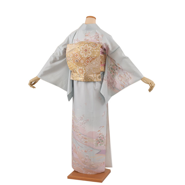 【レンタル】訪問着 フルセットレンタル 595 水色 四季の花 式部浪漫 おしゃれ 着物 付け下げ お宮参り 七五三 入学式 卒業式 卒園式 結婚式 お茶会 式典 京都 訪問着レンタル 帯 草履バッグセット ママ訪問着 母親 おすすめ 貸衣装 和装 新品足袋プレゼント 往復送料無料